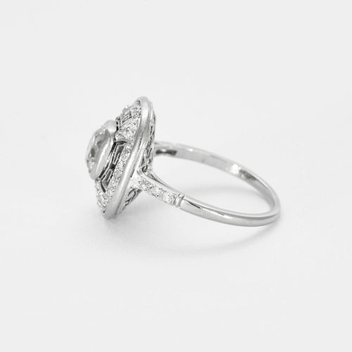 Bague 53 Bague Art Déco, platine et diamants 58 Facettes LJ4