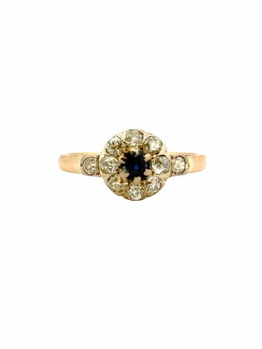 Bague 57 Bague marguerite ancienne en or , diamants et saphir 58 Facettes