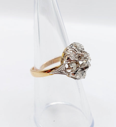 Bague 54 Bague marguerite or jaune, platine et diamants taille ancienne (circa 1920) 58 Facettes A05474