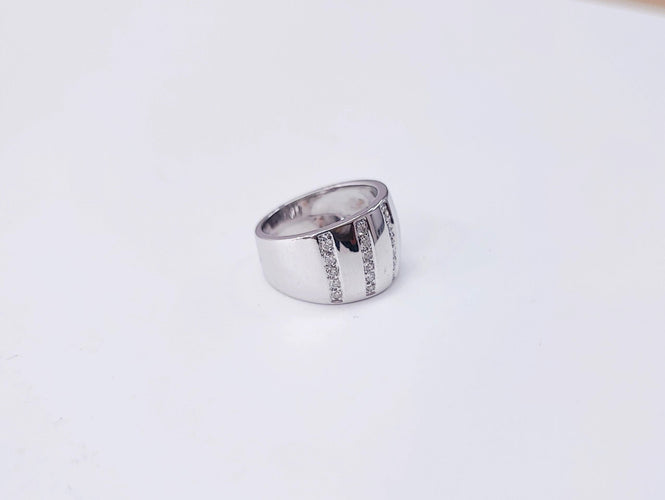 Bague 55 Bague jonc bandeau or blanc diamant 58 Facettes BAG.TIGRE-1103