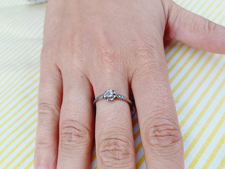 Bague 62.5 Solitaire en platine et diamants 58 Facettes