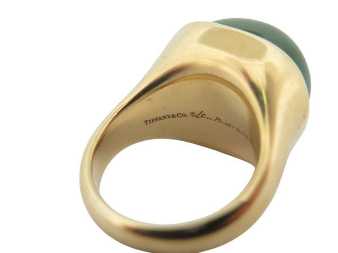 Bague 57 bague TIFFANY & CO cabochon elsa peretti t57 jade vert & or jaune 18k 58 Facettes 268890