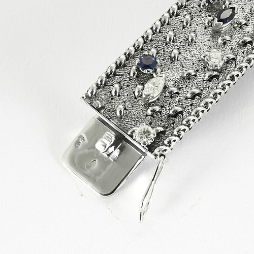 Bracelet Prestige Royal or blanc, diamants, saphirs 58 Facettes LP1413/