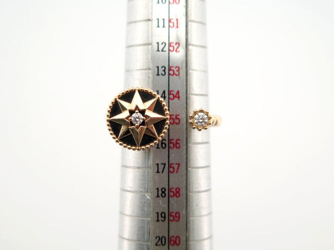 Bague 55 bague DIOR rose des vents t55 or jaune 18k diamants 0.10ct onyx 58 Facettes 271385