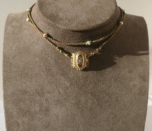 Rare fermoir régional émail or rose XIXe 58 Facettes