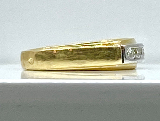 Bague 50 Demi alliance en or jaune et or blanc 18 carats et diamants 58 Facettes AB555