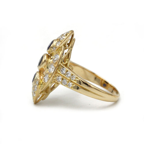 Bague 56 Bague or jaune, saphirs & diamants 58 Facettes 250161R