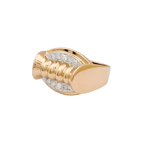 Bague 53 Bague vintage or rose, or blanc, diamants. 58 Facettes 34563