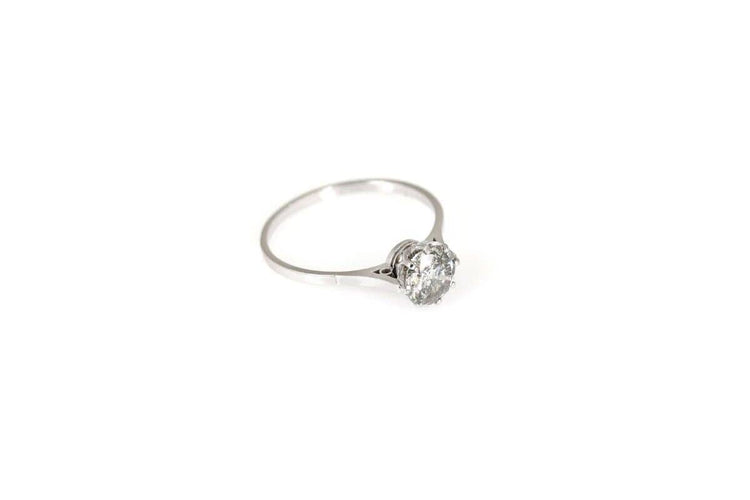 Bague 60 Bague ancienne en platine avec un diamant taille ancienne de 1,35 ct 58 Facettes 9631
