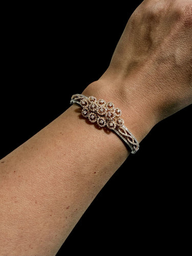 Bracelet Bracelet français or blanc et or rose, diamants naturels 58 Facettes