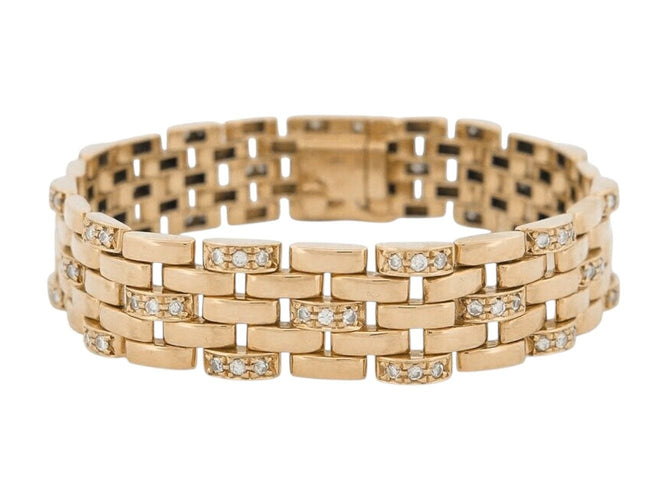 Bracelet bracelet CARTIER panthere 5 rangs diamants 1.58ct 18cm or jaune 18k 40gr 58 Facettes 270499