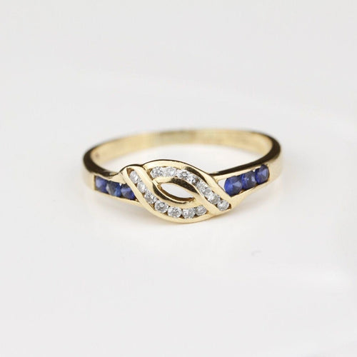 Bague 57 Bague Or jaune Saphirs Diamants 58 Facettes