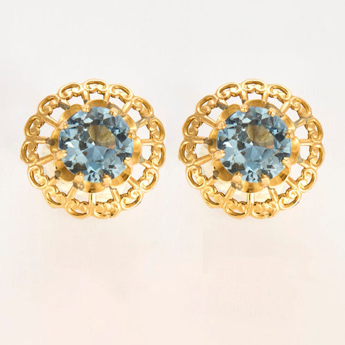 Boucles d'oreilles Boucles d'oreilles anciennes en or et aigue marine. 58 Facettes P20L9