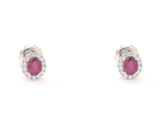 Boucles d'oreilles Boucles d'oreilles en or blanc serties de rubis et de diamants 58 Facettes 14700