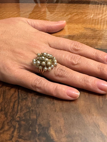 Bague 51.5 Bague en or jaune 18 carats et perles articulées 58 Facettes