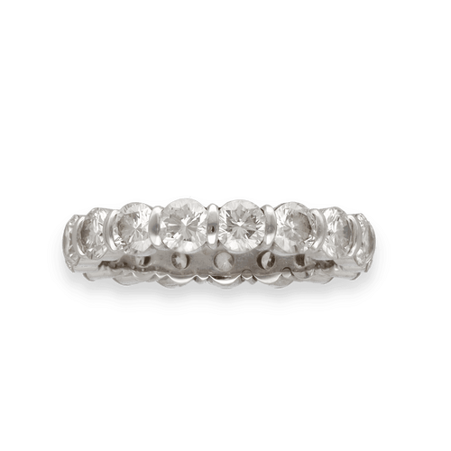 Bague 53 Alliance Or Gris 18k – 17 Diamants 2.90 cts H-VS – Sertie Bâtons – Taille 53 58 Facettes FB10846