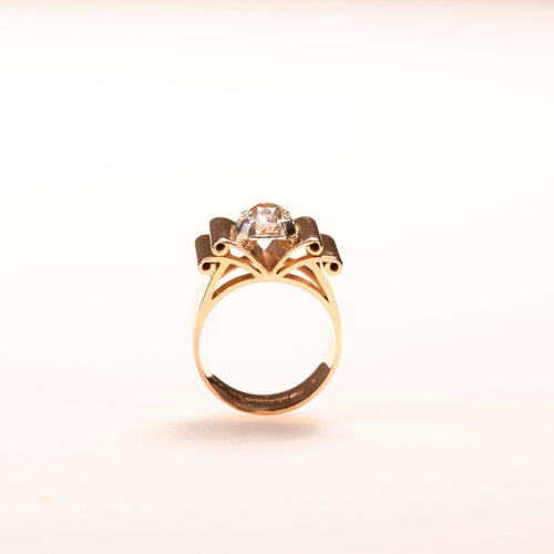 Bague 53 Bague Tank diamant solitaire or rose 58 Facettes