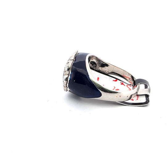 Bague 48 Bague en platine avec émail et diamants 58 Facettes