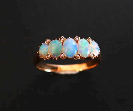Ring 54.5 Opal and fine pearl garter ring, rose gold 58 Facettes
