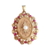 Pendentif Pendentif médaillon vintage or rose, perle de culture et rubis synthétiques 58 Facettes 1753