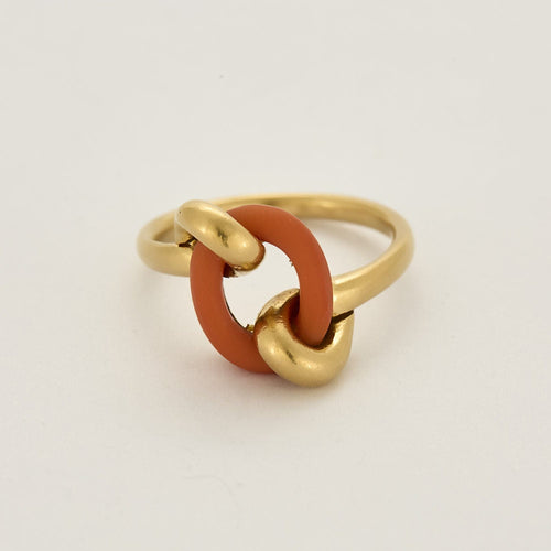 Bague 54 Bague en or jaune et corail 58 Facettes HOU5502