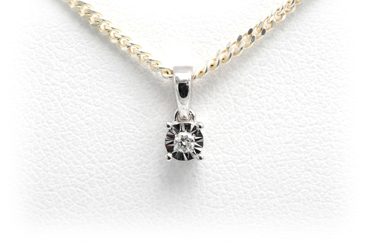 Pendentif Pendentif contemporain or blanc, diamant taille brillant 58 Facettes B718