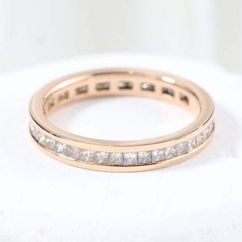 Bague Alliance en or rose sertie de diamants taille princesse 58 Facettes J020000096