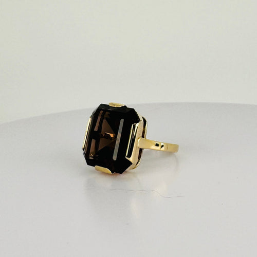 54 Vintage Ring Yellow Gold with Smokey Quartz 58 Facettes 2512019