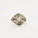 Ring 53 Art Deco Dome Ring Diamonds, Sapphires, Emeralds 58 Facettes 32700047