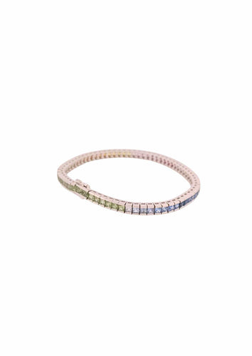 Bracelet Bracelet Rivière or blanc, saphirs multicolores 58 Facettes 15690