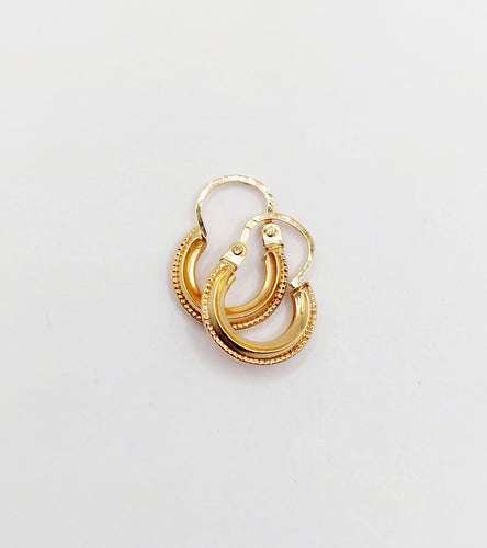 Boucles d'oreilles Mini créoles style Art Déco or rose finement travaillées 58 Facettes A06269