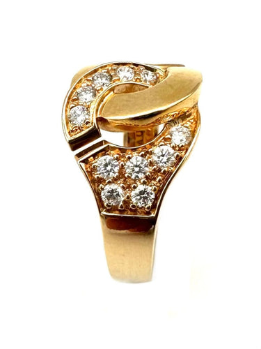 Bague 55 DINH VAN. Collection "Menottes", bague or rose et diamants (moyen modèle) 58 Facettes