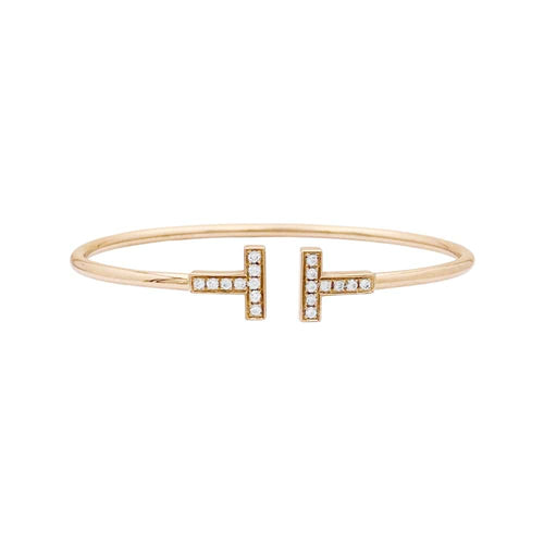 Bracelet Bracelet Tiffany & Co, "Wire Tiffany T", or rose et diamants. 58 Facettes 34924