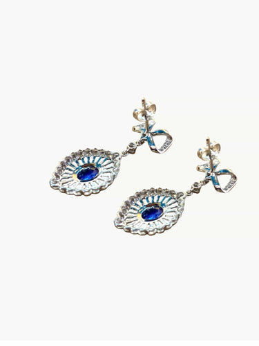 Boucles d'oreilles Boucles d'oreilles Belle Époque en or blanc et saphirs 58 Facettes