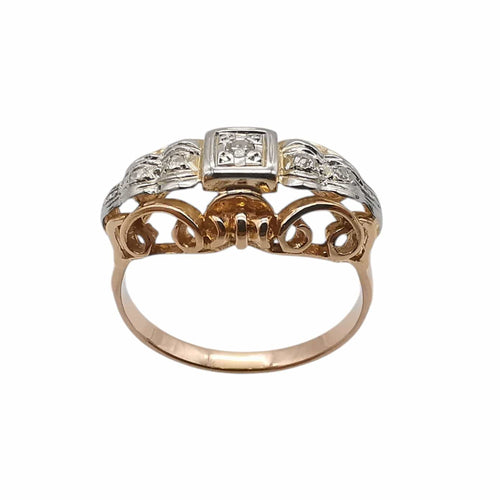 Bague vintage en or jaune & diamants