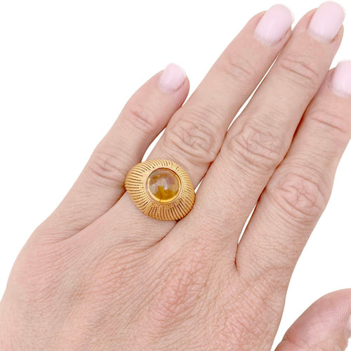 Bague 51 Bague vintage, or jaune, cabochon de citrine. 58 Facettes 34799