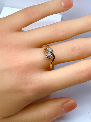 Bague toi et moi or jaune et blanc diamants