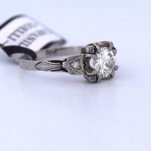 Bague 55 BAGUE ANTIQUE EN OR BLANC 18KT - DIAMANT 0,75 ct 58 Facettes