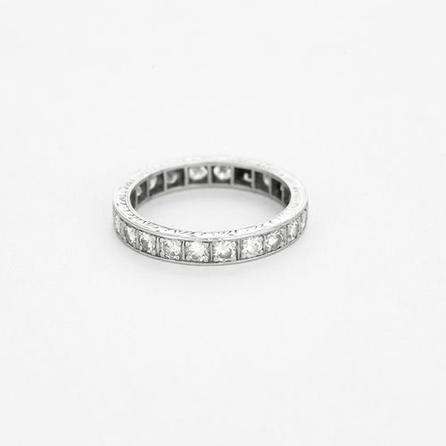 Bague 53 Alliance tour complet platine et diamants 58 Facettes ENG10229