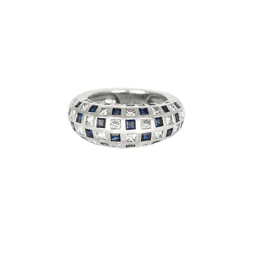 Bague 54.5 Bague jonc or blanc, diamants et saphir 58 Facettes 240817