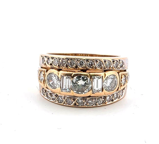 Bague 54 Bague en or jaune 18 carats avec diamants 58 Facettes