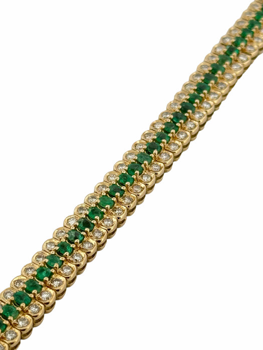 Bracelet Bracelet or jaune, émeraudes et diamants 58 Facettes