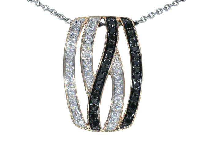 Pendentif Pendentif design en or rose avec diamants brillants blancs et noirs 58 Facettes 2245