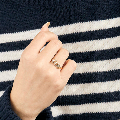 Bague 55.5 Bague diamants en or rose et platine, fin XIXéme. 58 Facettes