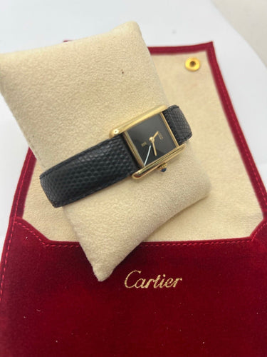 Montre Cartier - Montre Tank Must Vermeil cadran noir 20 x 28 mm 58 Facettes