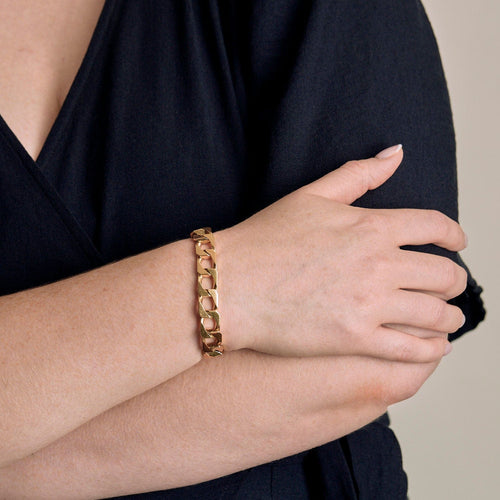 Bracelet Bracelet en or jaune à maille gourmette limée 58 Facettes ALE4165