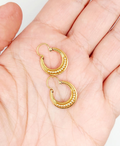 Boucles d'oreilles Créoles Art Déco or rose finement travaillées 58 Facettes A06263