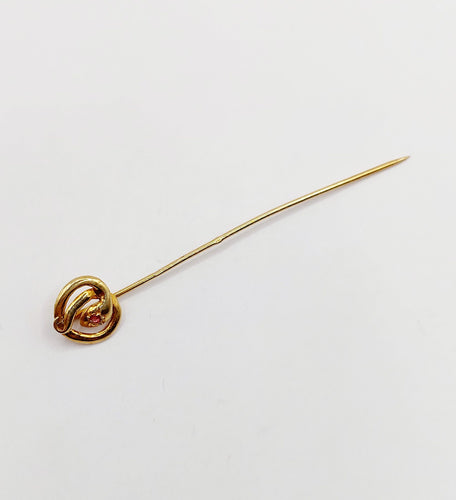 Épingle à foulard antique serpent en or 18k et pierre rouge 58 Facettes A06322