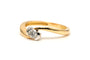 Bague contemporaine en or jaune et blanc, diamant taille brillant (+-0.16ct)