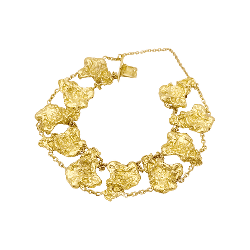 Bracelet Bracelet vintage maillons style pépite, or jaune. 58 Facettes 34801